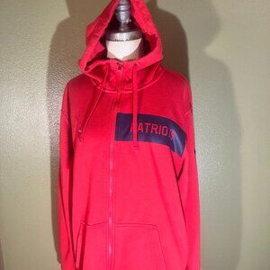 Men New England Patriots XL Hoodie Red Full Zipper with Hand Pockets